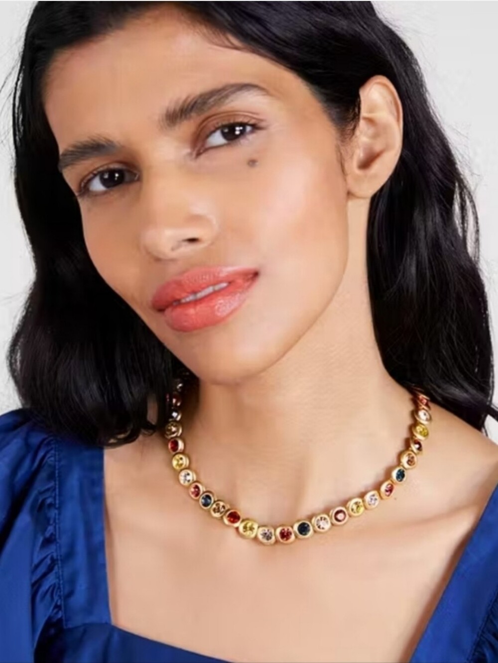 Kate Spade On The Dot Gold Multicolor Crystal Station Necklace Nwt - Picture 6 of 10